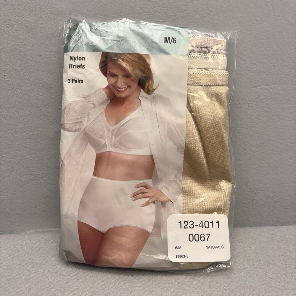 Underscore Nylon Briefs Women’s Panties 3 Pack Naturals Color Underwear NEW 6/M
